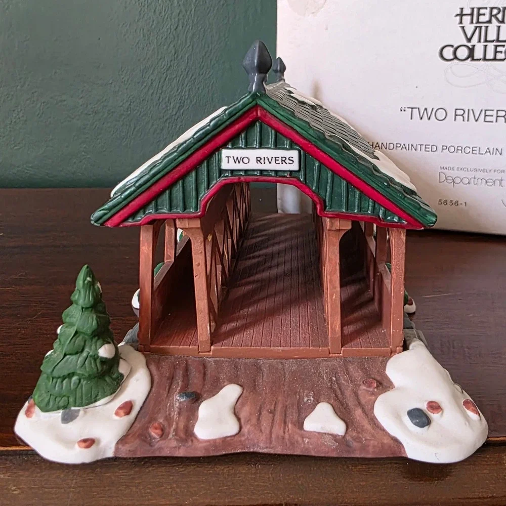 Dept56 Heritage Village Two Rivers Bridge Handpainted Porcelain Accessory 5656-1